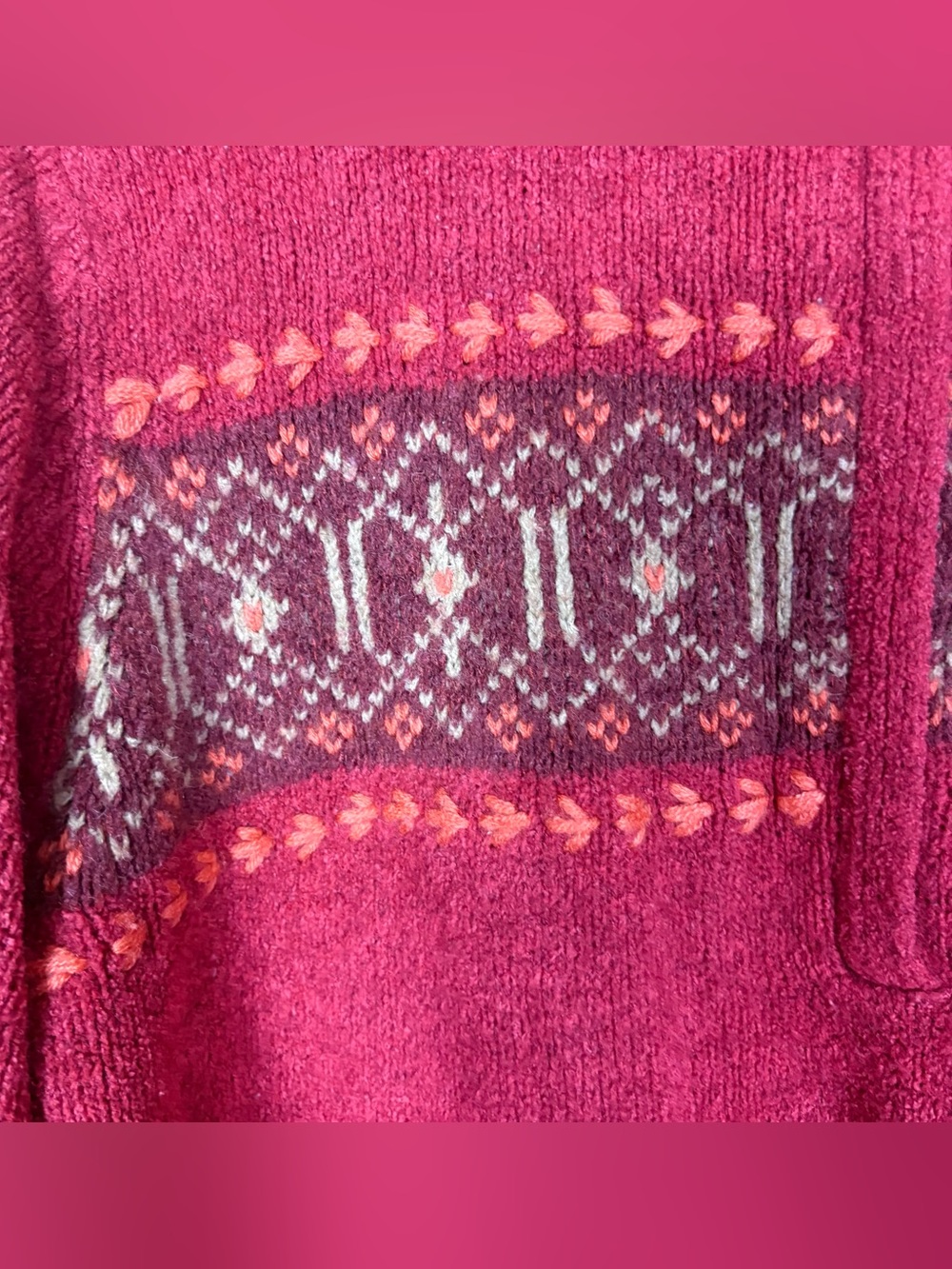 Columbia Women Fair Isle Quarter Zip Sweater Large Cozy Cottage Fall earthy wool - Picture 12 of 16